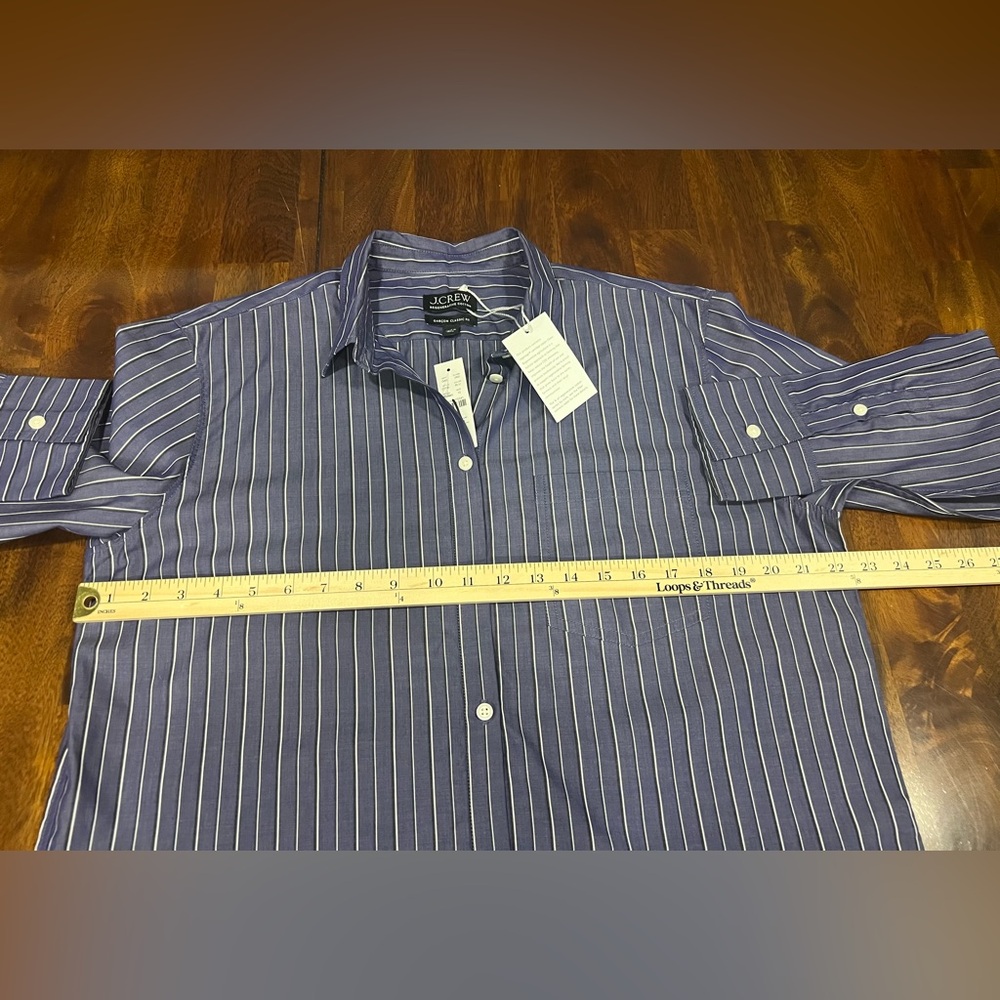NWT! J. Crew | Garçon classic shirt | Blue striped cotton poplin | Size 12 - Picture 8 of 10